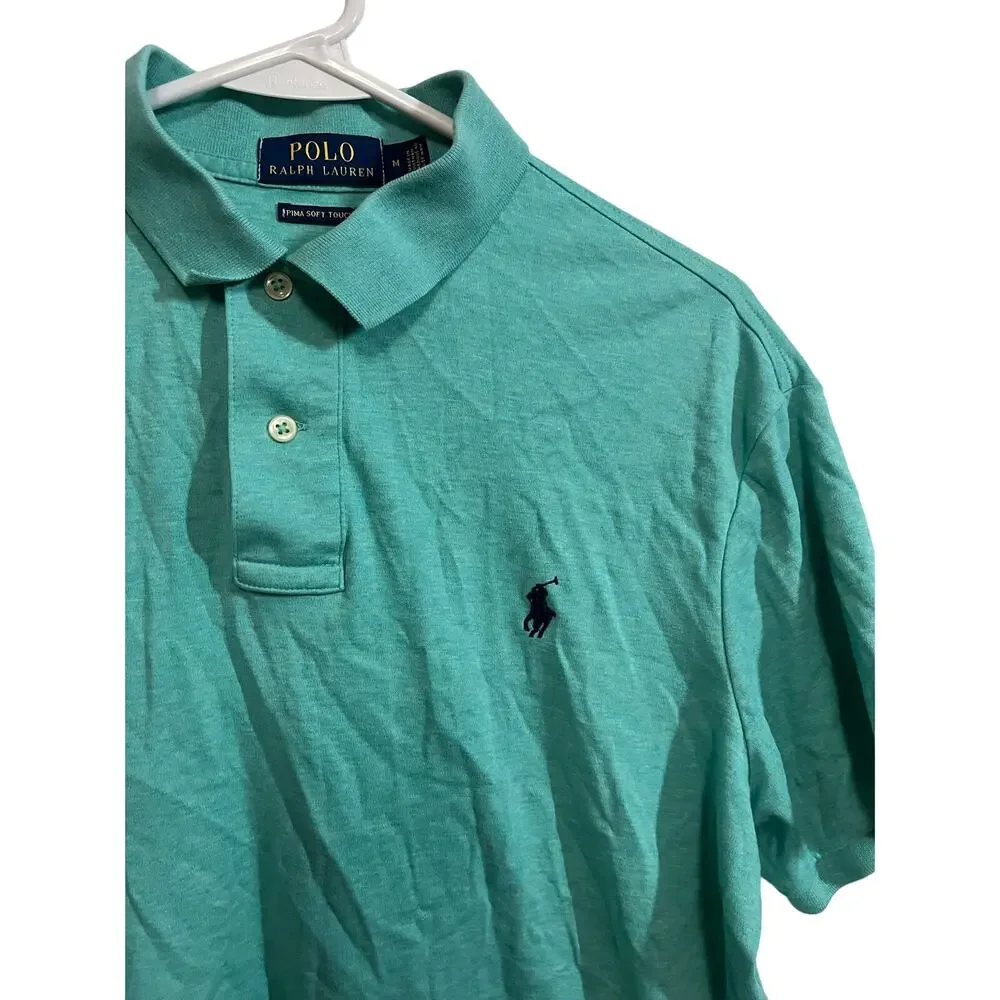 Polo Ralph Lauren Pima Soft Touch Polo Shirt Teal Blue Classic Medium